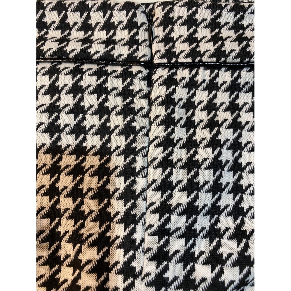 Carole Little Houndstooth Pencil Skirt‎ Black White Faux Leather Trim Size 10 - Picture 8 of 8